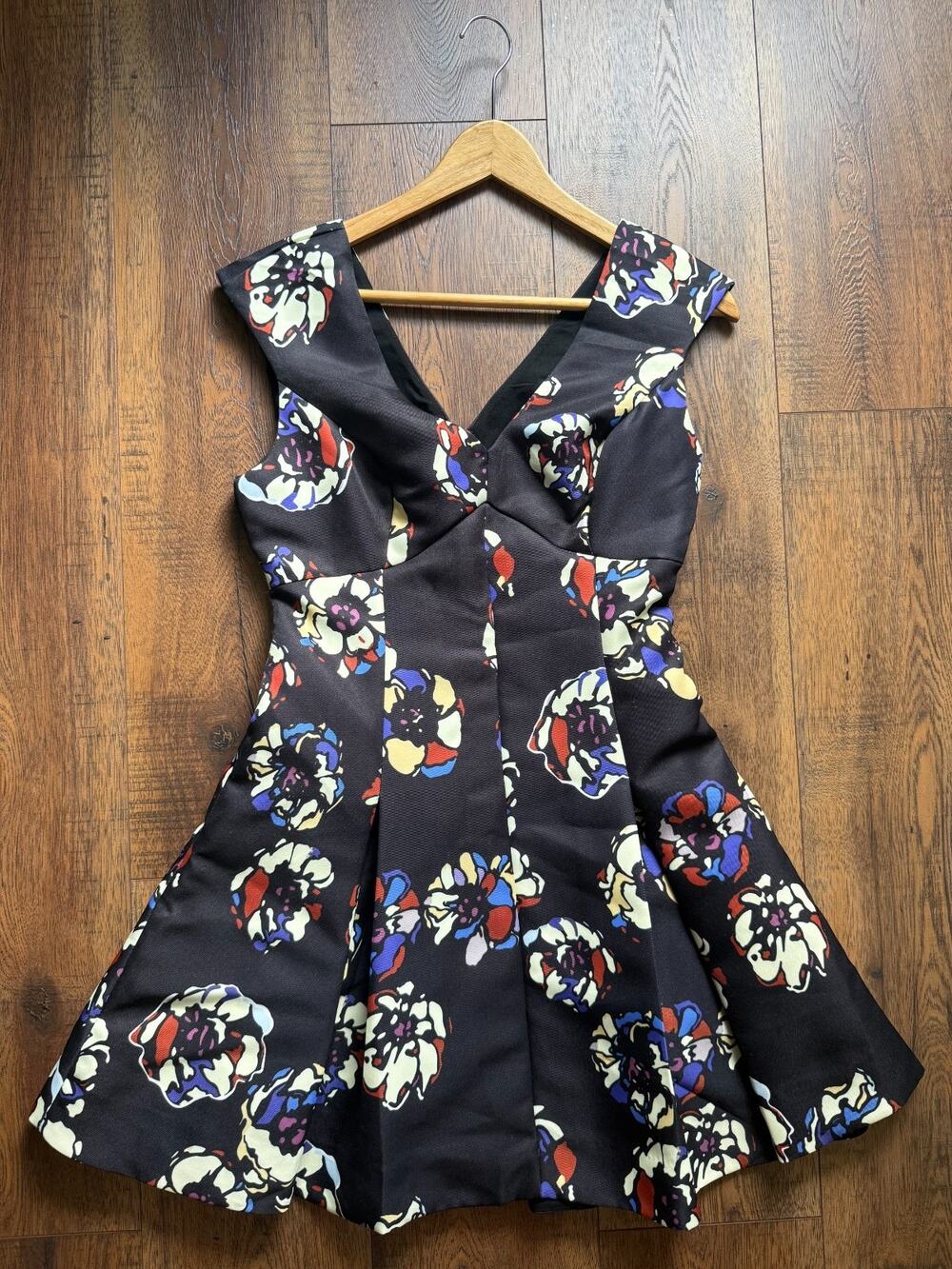 Floral Fit & Flare Ark & Co Black Cocktail Wedding Guest Dress Small